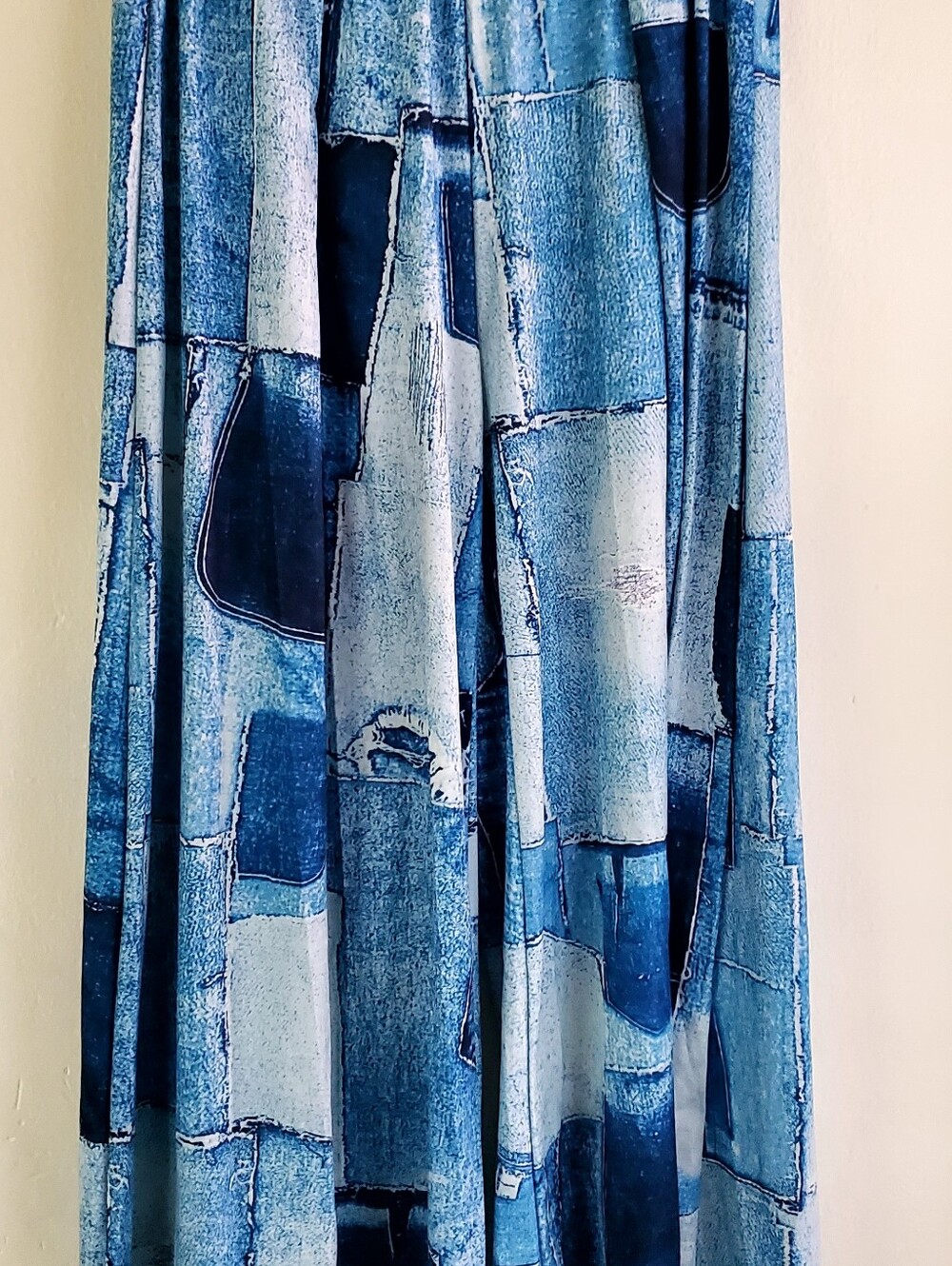 Blue Patchwork Print Women's Jeans